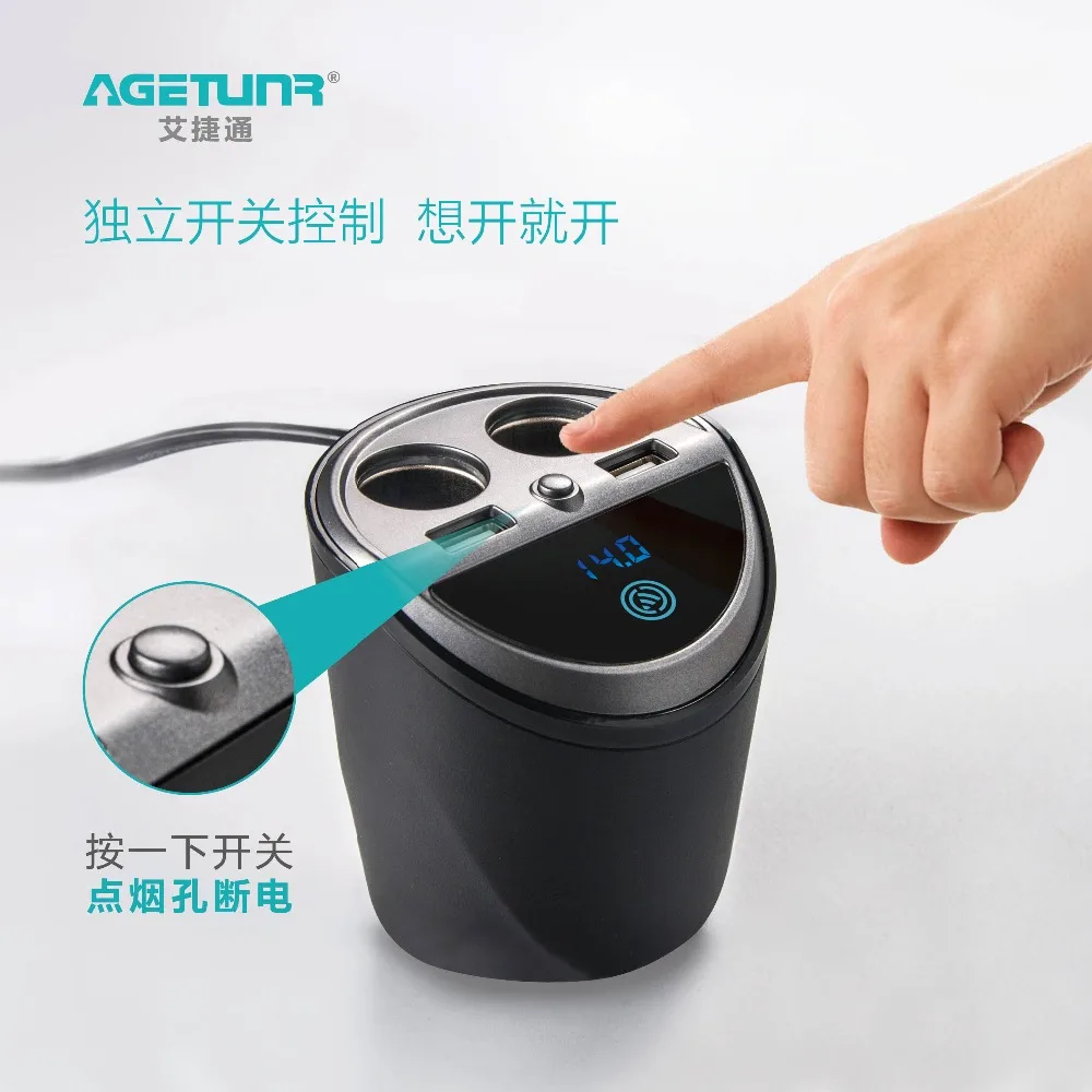 12-24V 3.1A output USB car charger with Voltage Current display quick charge car cup holder Car Cigarette Lighter Socket Adapter