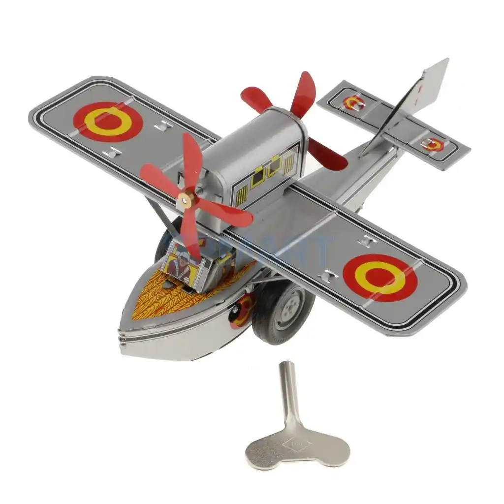 Wind Up Toy Vintage Rotating Airplane Carousel Clockwork Collectible Present O3
