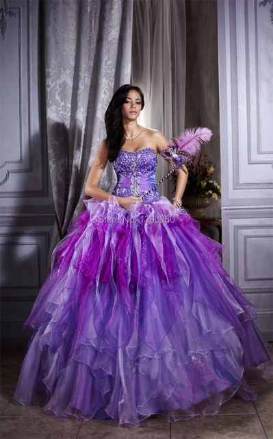 Vintage Purple Wedding Dresses Spaghetti Strap Cinderella Ball Gown Debut  Dresses 222192 | Ball gowns, Purple ball gown, Prom dresses lace