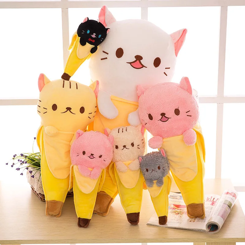 Creative Banana Cat Pillow Long Cushoin Stuffed Animal Doll Novelty