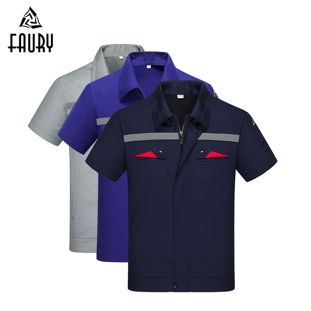 

Zipper Clothes set Women Men Anti-static Reflective Strip Working Uniform Repairman Mechanics Safety Overalls Ropa Mecanico
