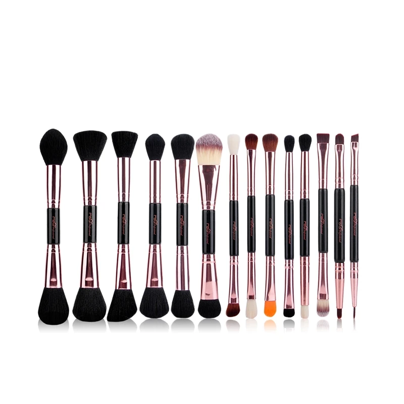 

Msq Professional Makeup Brushes Set Rose Gold Double Ended Cosmetic Make Up Brush Foundation Eye Beauty Tool Pu Leather Cylind