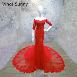 Vinca Sunny 2019 с открытыми плечами красный гипюр юбка-годе вечерние платья платье с рукавами средней длины de festa Быстрая доставка для выпускного