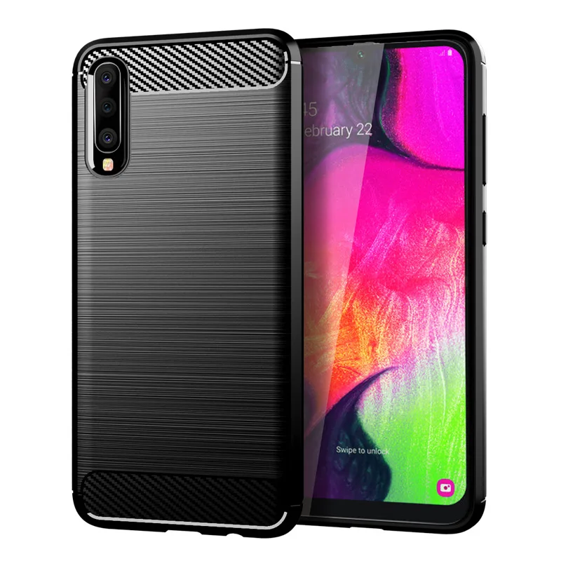 

for samsung galaxy a70 case silicone carbon fiber mobile soft brushed finish cases