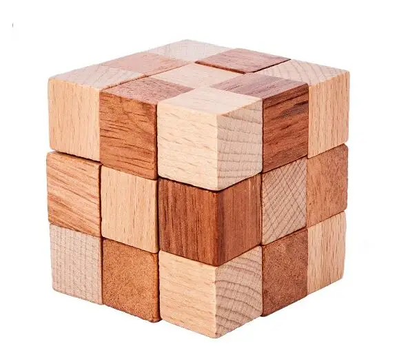 Classic IQ Wooden Cube Puzzle Mind Brain Teaser Educational Wood Game