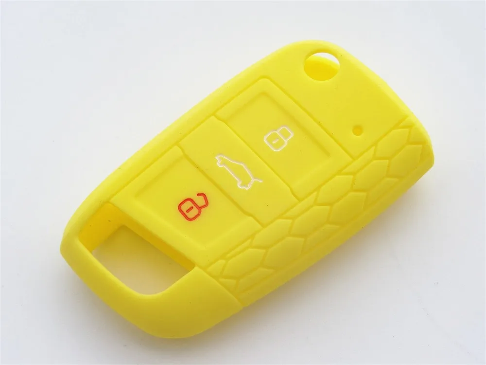 AUTEWODE Silicone Car key Cover for vw Volkswagen Golf 7 mk7 3 button Remote key shell blank fob
