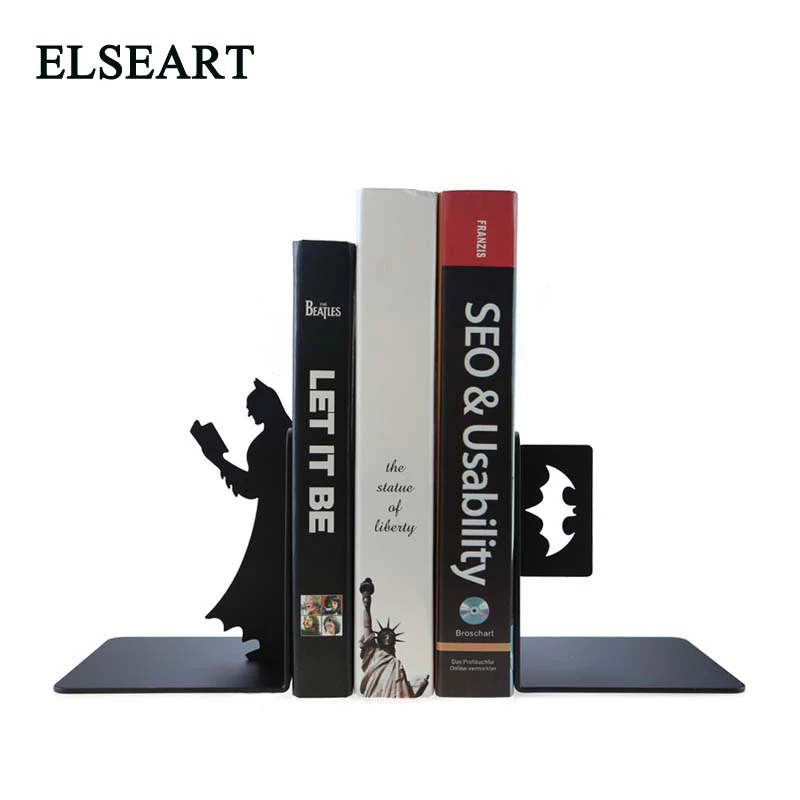 

Creative Black Love Reading Batmen Metal Bookend Shelf Bookend Holder Office School Supplies Stationery Gift Home decoration