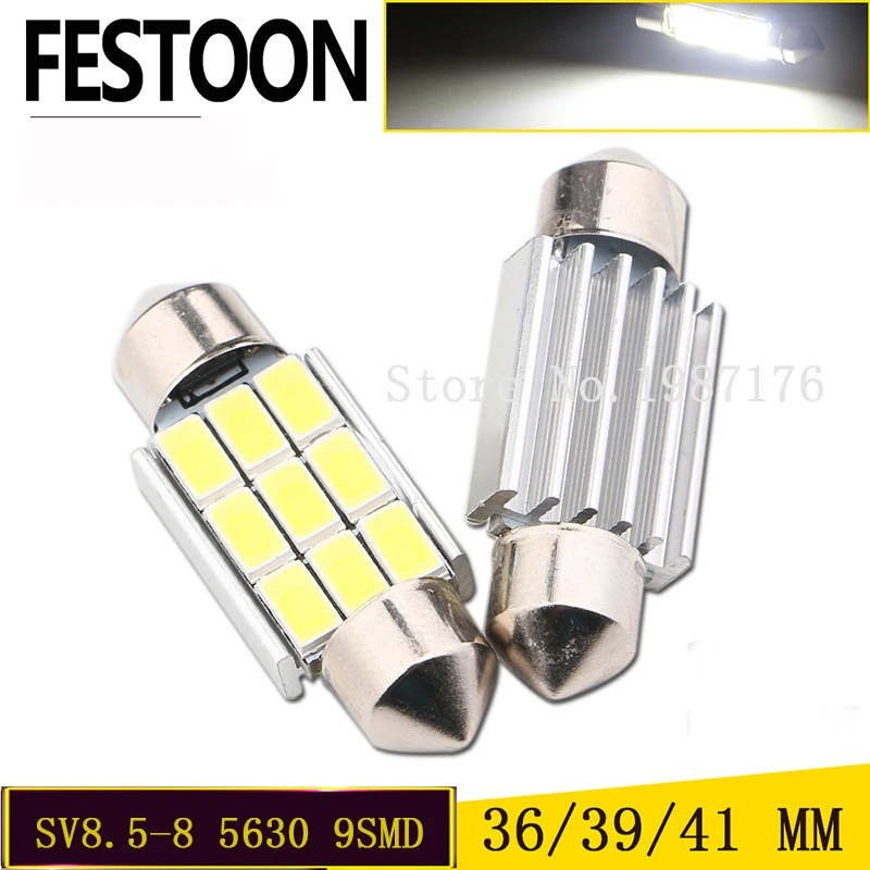 

1Pcs Festoon 36/39/41mm 5630 5730 LED 9 SMD White Car SV8.5-8 6418 C5W 12V Auto Canbus Reading Dome door License plate lamp.