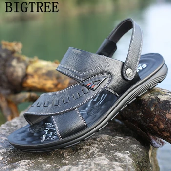 

Rubber Sandals Slides Men Sandals Summer Genuine Leather Open Shoes Men Beach Sandals Designer Shoes Men 2020 Erkek Ayakkabi