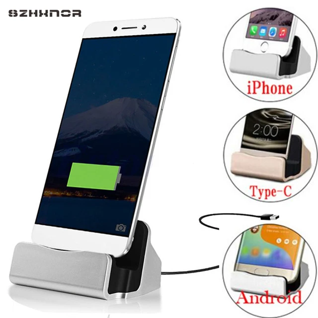 

For iPhone X 8 7 XS USB Cable Sync Cradle Charger Base For Xiaomi Android Type C Samsung Stand Holder Charging Base Dock Station