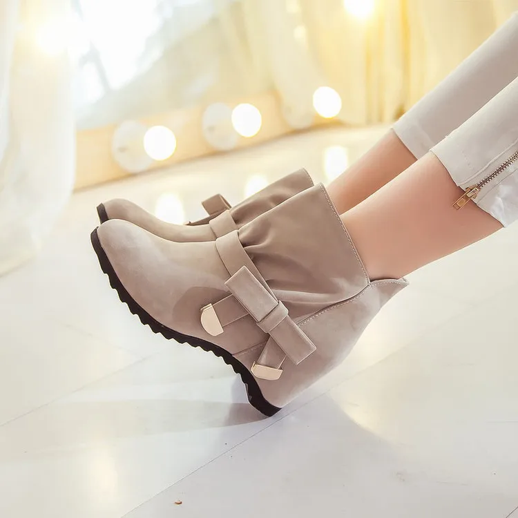 Большой размер 34-43, новые женские ботинки с круглым носком и пряжкой, пикантные ботильоны модная теплая Повседневная обувь на каблуке, зима, весна, осень X-4