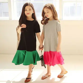 

baby girl patchwork dress summer 2019 new cotton kids dresses for girl's clothing school party birthday children clothes