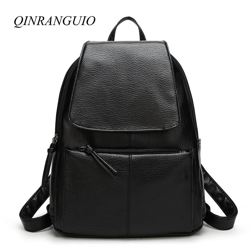 QINRANGUIO Women Backpack Preppy Style School Bags for Teenage Girls PU Leather Black Backpack Women Mochilas Mujer 2018 QINRANGUIO Women Backpack Preppy Style School Bags for Teenage Girls PU Leather Black Backpack Women Mochilas Mujer 2018