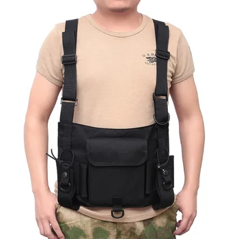 

Tactical Hunting Bags Radio Harness Chest Front Pack Walkie Talkie Pouch Holster Carry Waist Bag Adjustable Chest Rig Vest