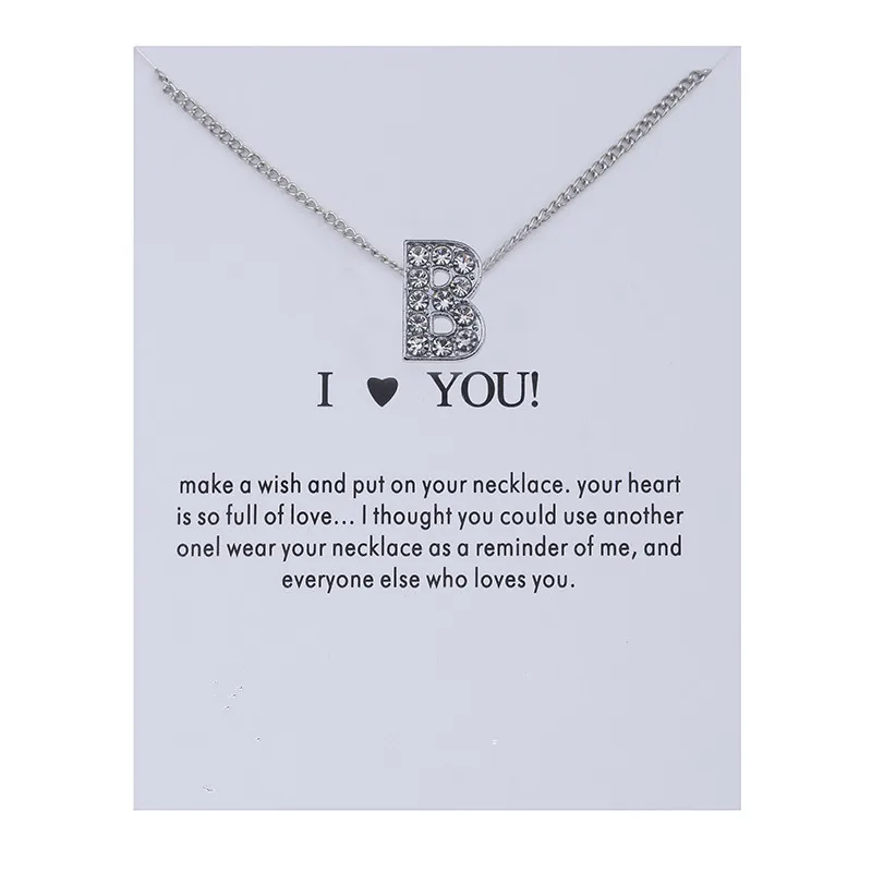 

Fashion Alphabet Initial Letters Message Crystal Necklace Pendant Women Sweater Chain Necklaces I Love You Jewelry Best Gift