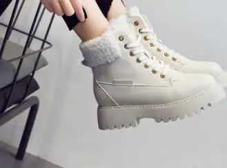 

2018 new warm and velvet students increase leather surface thick cotton shoes