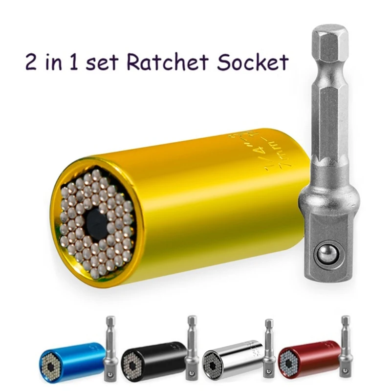 

7-19mm Universal Socket Wrench Head Set Stainless Steel Socket Sleeve Power Drill Ratchet Bushing Spanner Multi Hand Tools