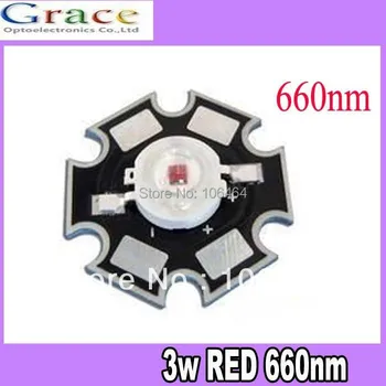

free shipping 10PCS 3W Deep Red High Power 660NM Plant Grow LED Emitter With 20mm star Base for Cabinet/Tank/Aquarium