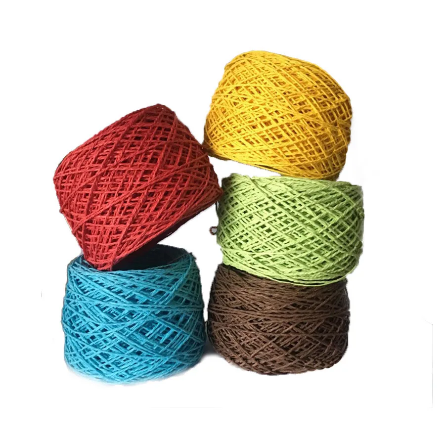 

6*100G/package Summer Raffia Paper Straw Knitting Yarn Colored Crochet Yarn for Handmade Hats Bags Baskets Supplier