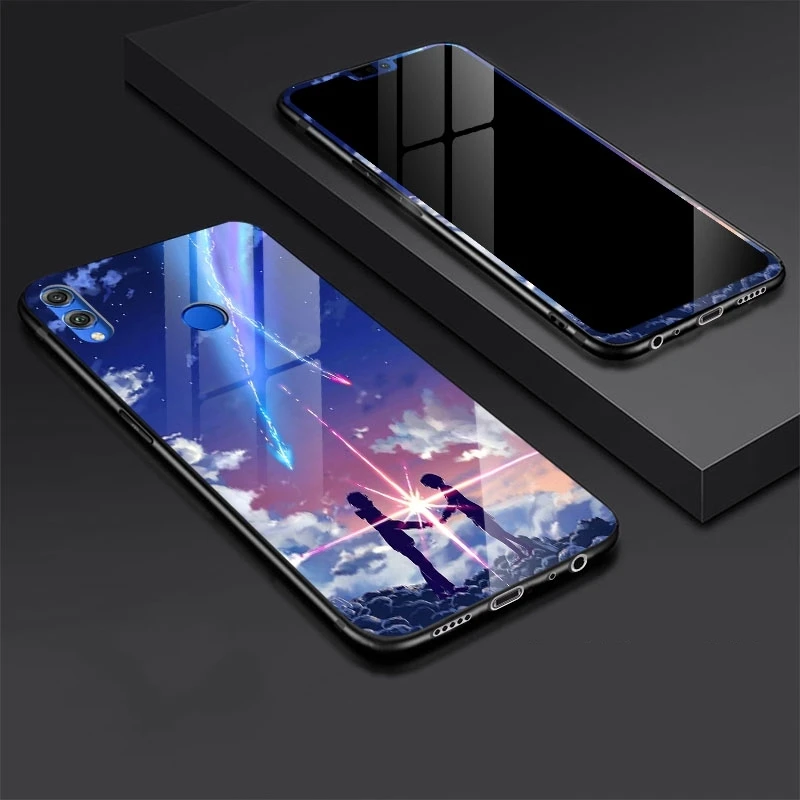 Tempered Glass Case For Huawei Honor 8X Cover Cartoon Shockproof  Glossy Cover for Huawei Honor 8X Tempered Glass Protector (4)
