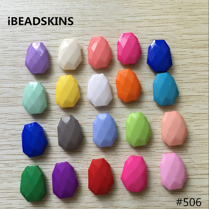

(chose color)26X20mm 190pcs/lot Acrylic solid Irregular flat Faceted beads ( As shown) for jewelry necklace making#506