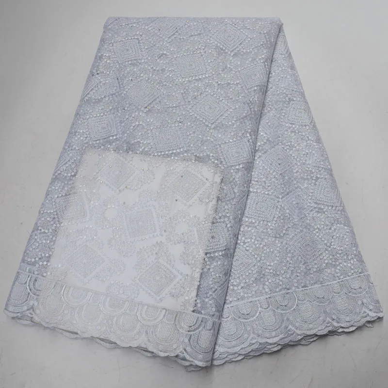 

2019 Latest French Nigerian Lace Fabrics High Quality Tulle African Lace Fabric Wedding Stones French Tulle Lace