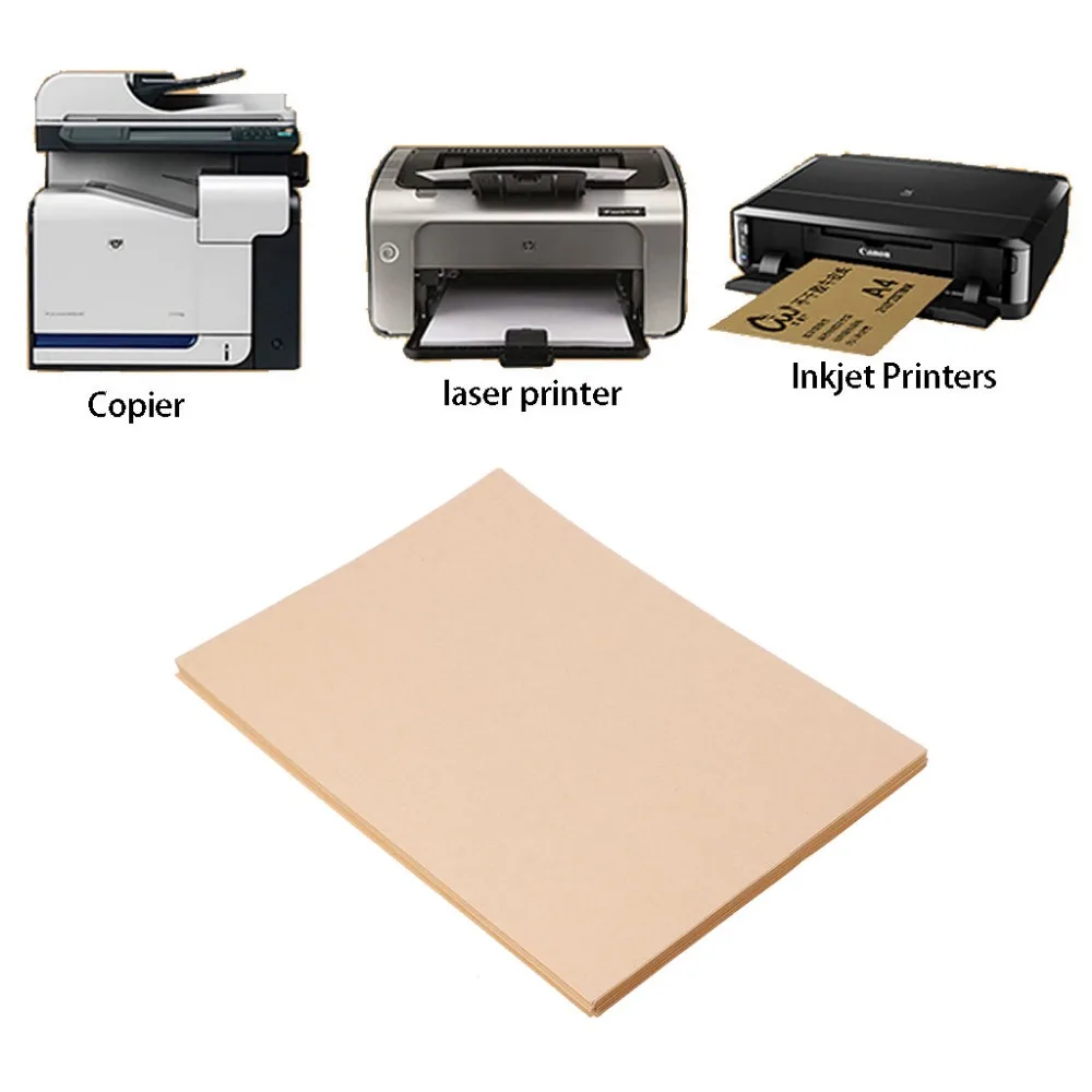

50 Sheets/Lot A4 Brown Kraft Paper Self Adhesive Stickers Inkjet Laser Printing