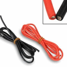 1 м красный+ 1 метр Черный Кремний Провода 10awg 12awg 14awg 16awg 18awg 20awg 22awg 24AWG теплозащитный мягкий силиконовый, Силикагель провода кабеля