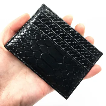 

Slim ID Card Wallet For Men High Quality Black Serpentine Patent Leather Credit Card Holder 2017 New Fashion Card Case Protector
