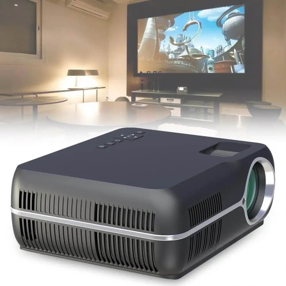 

4200 Lumens 1080P Video Home Cinema LED HD Video Projector with Stereo Surround double Horns and Phone Simultaneous Screen