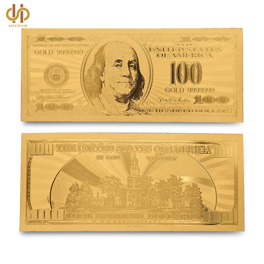 5pcs Usa Banknotes 24k Gold Plated 100 Dollar Bill Copy Paper Money 5pcs Usa Banknotes 24k Gold Plated 100 Dollar Bill Copy Paper Money Banknote Currency Collection