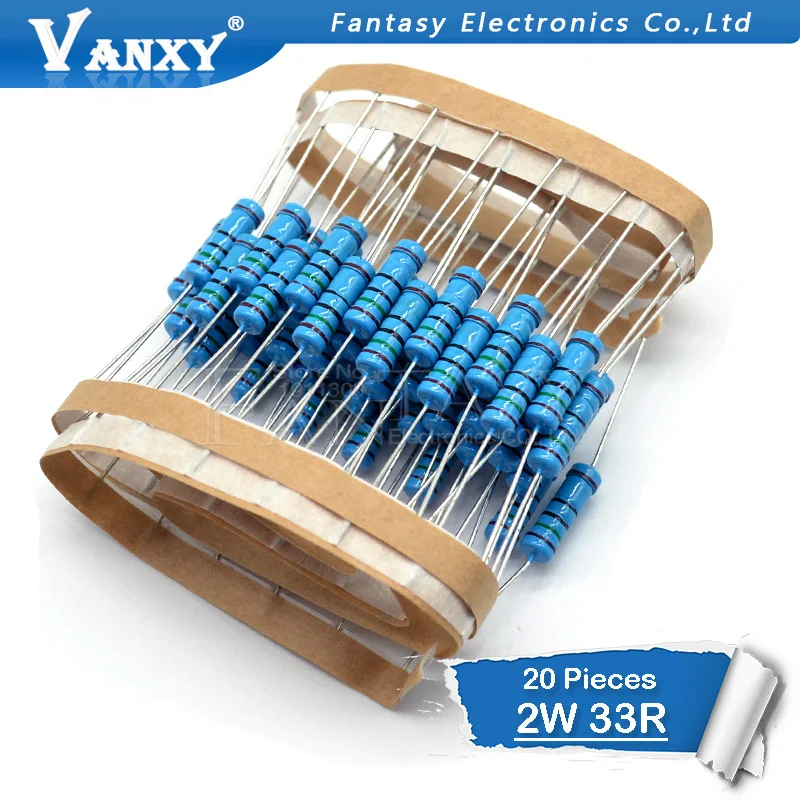 20 шт. 33 Ом 2 Вт 33р металлический пленочный резистор|metal film resistor|film resistors33 ohm |
