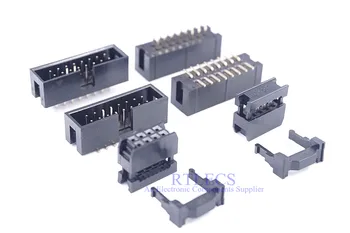 

100 pcs IDC Header Male Female 2.54 mm Pitch 2x8 Pin 16 Position Shrouded Box Header SMT Through Holes PCB Mating Sockets Crimp