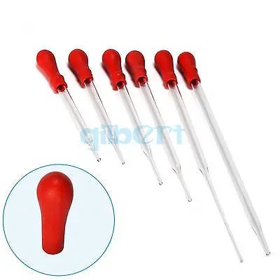 5Pcs 10cm Durable Glass Transfer Pipette Dropper With Rubber Bulb Cap lab glass supplies lab glass adapter Laboratory