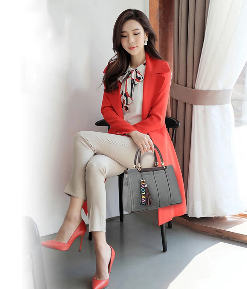 Women Leather Handbags Tassel Female Stitching Messenger Shoulder Bag Ladies Crossbody Bags Bolsa Top-Handle Purse Tote SS7236 (8)