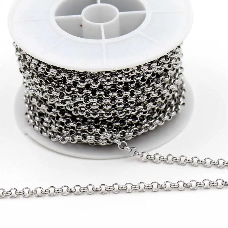 

10m/roll (4mm Diameter 1.5mm Thick) Exquisitely DIY necklace Jewelry accessories stainless steel link chains