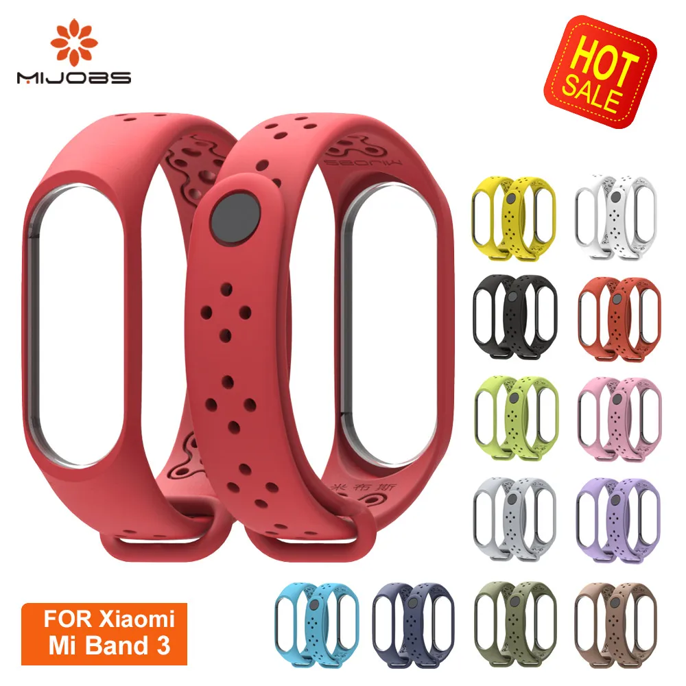 Mijobs Sport Mi Band 3 Strap Wrist Strap for Xiaomi Mi Band 3 Silicone Bracelet for Xiaomi Mi Band 3 correa Smart Watch Bracelet