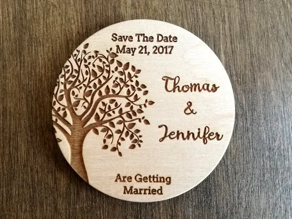 

Wedding Favor Circles Engraved , Wedding Favor Magnets, The tree Save the Date Magnets, Bride, Groom, Gift