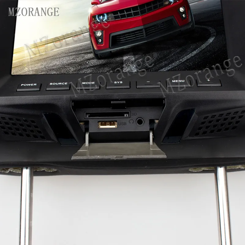 MZORANGE 1 шт. 7 дюймов Автомобильный подголовник монитор TFT-LED экран Подушка монитор с AV USB SD MP5 FM динамик бежевый/черный SH7048-MP5