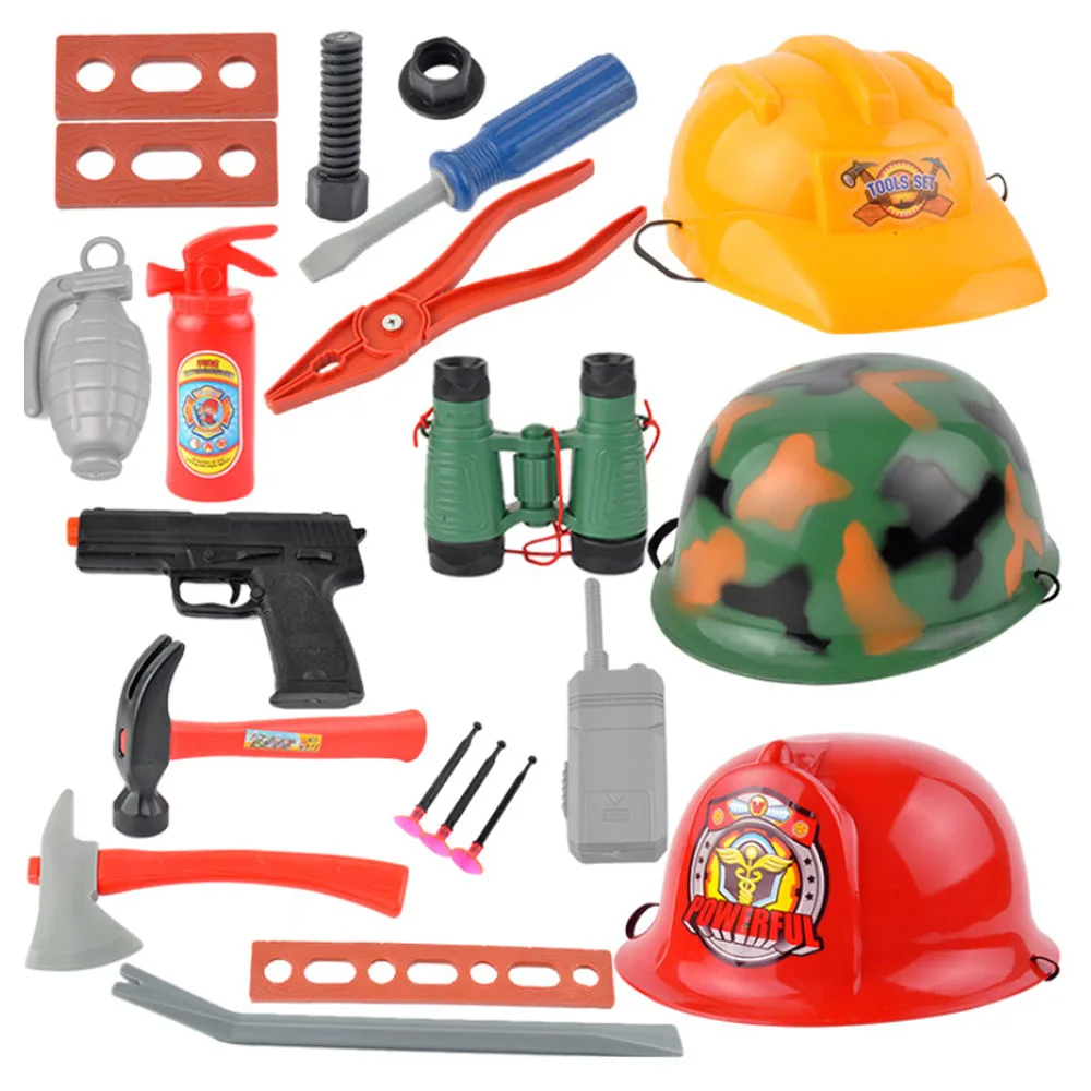 

Children Funny Role-playing Toy Simulation Fire Suit Hat Firefighters Engineering Parent-child Toy with Helmet Occupations Toys