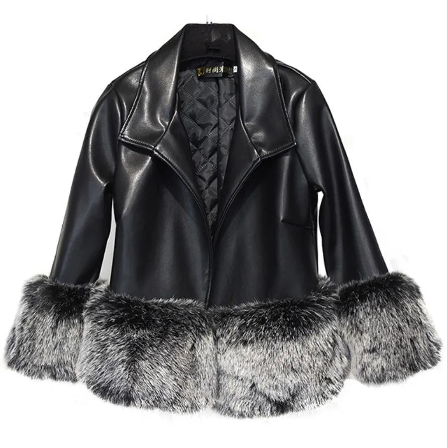 plus size 3XL!Women Winter Warm Faux Fur Jackets Coat Fashion Patchwork