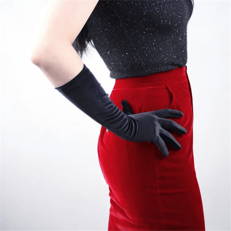 Женские бархатные перчатки 60 см супер длинные красные выше локтя супер длинные высокие эластичные бархатные золотые бархатные с сенсорным экраном SRHS60