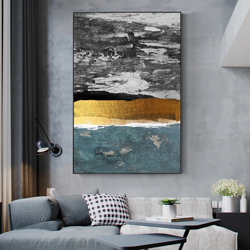 

Modern Tableaux Nordic Green Foil Painting Canvas Art Green Poster Print Gold Wall Art for Living Room Cuadros Salon Decoracion