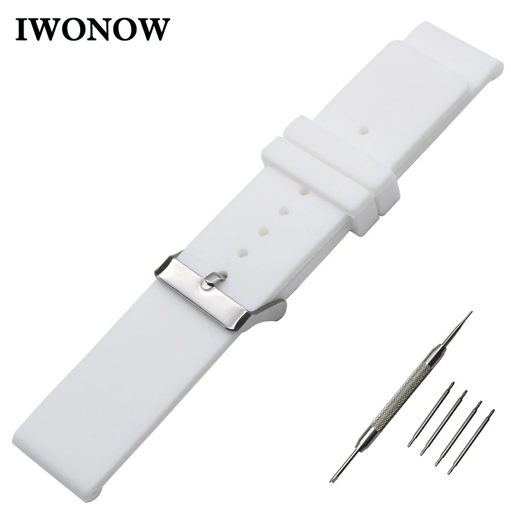 

Silicone Rubber Watch Band 18mm for Huawei Watch / Fit Honor S1 Stainless Pin Buckle Strap Wrist Belt Bracelet Black White +Tool
