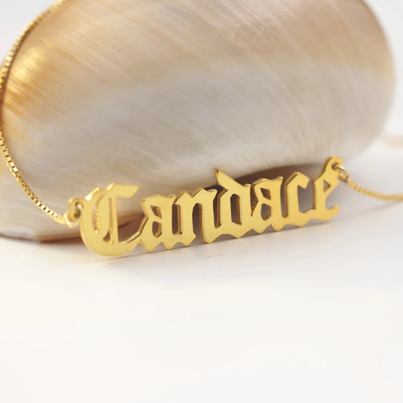 Golden Custom Name Necklace Beautity Diploma Font Namplate 20 Box Chain Men Jewelry Wholesale