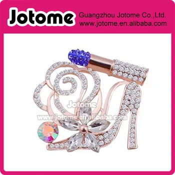 

3.8Hcm 3.7CM W Lip Stick and High Heel Rhinestone Brooch