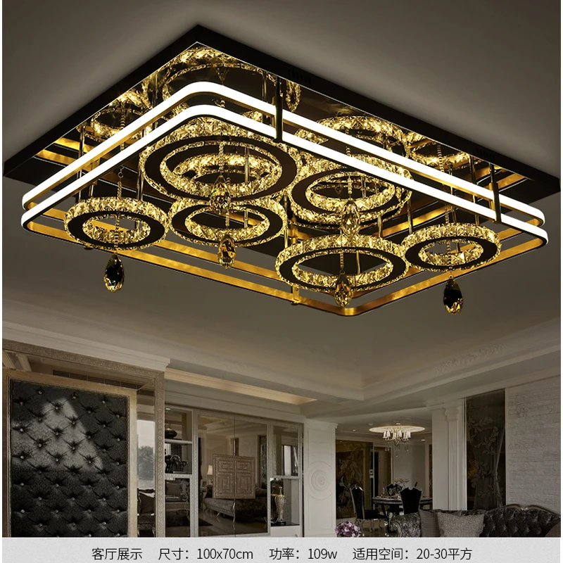 Stainless steel modern ceiling lamps led  for living room bedroom Square crystal ceiling lights for Dining room AC 110V-260V