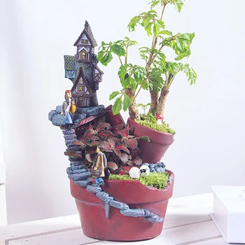 

New Flower Pot Creative Castle House Shaped Garden Pot Bonsai Plant Flower Pot Planters Garden Pots Home Garden Supplies