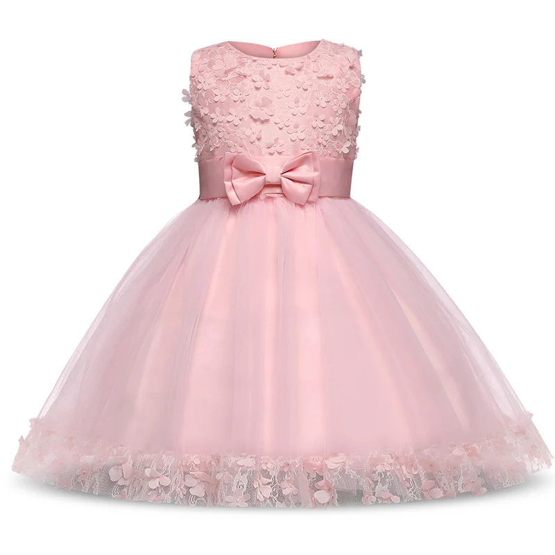 Детское платье с лепестками цветов для девочек; детское элегантное платье подружки невесты для малышей; vestido infantil; торжественное платье для девочек; цвет красного вина - Цвет: Pink