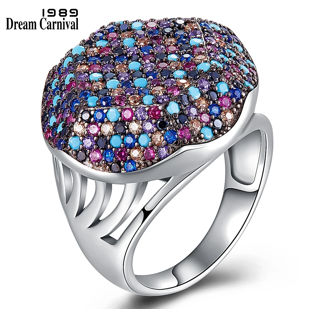 

DreamCarnival 1989 Recommend New Hexagonal Silver Rings for Women Full Color Zircon Pave Bridal Wedding Ring Wholesale SJ31023RB